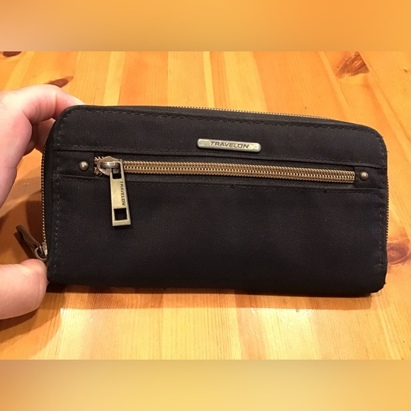 BLACK TRAVELON WALLET RFID FULL ZIPPER - Picture 1 of 11